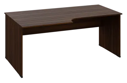 ERL 28 - 188 stůl kancelářský, rohový, levý, dřevěná podnož, deska 25 mm, široký 1800 mm, ořech královský